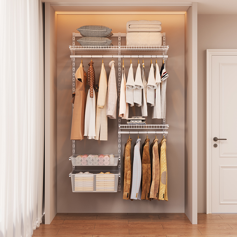 1.1米金属衣柜开放式步入式走入式衣帽间钢制衣柜框架现货套装