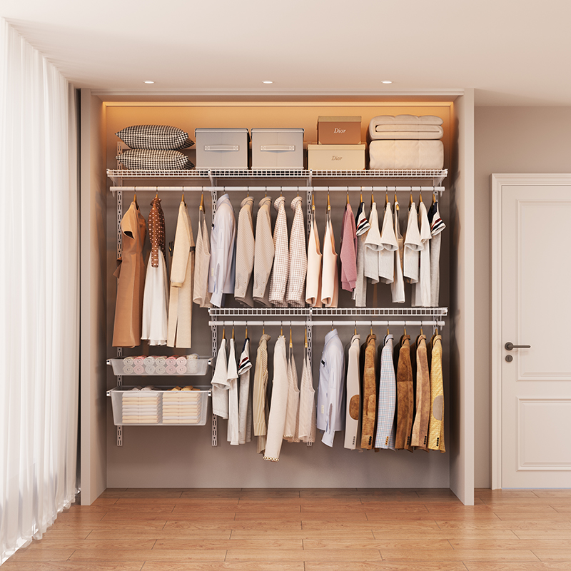 2.0米金属衣柜开放式步入式走入式衣帽间钢制衣柜框架现货套装