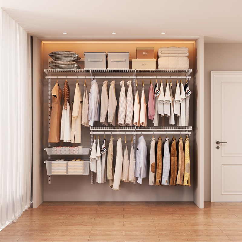 2.1米金属衣柜开放式步入式走入式衣帽间钢制衣柜框架现货套装